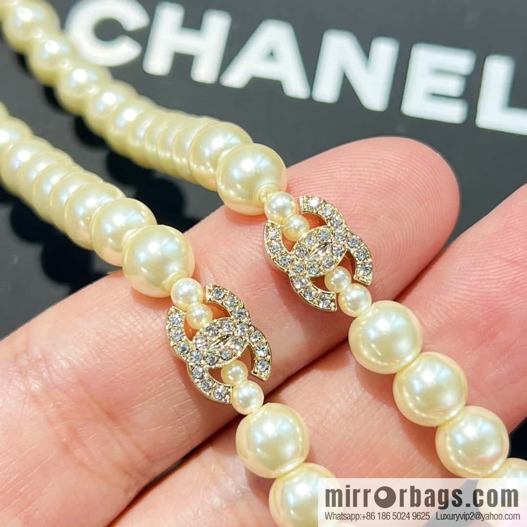New ☑️ Chanel Double C Pink Camellia Pearl Necklace