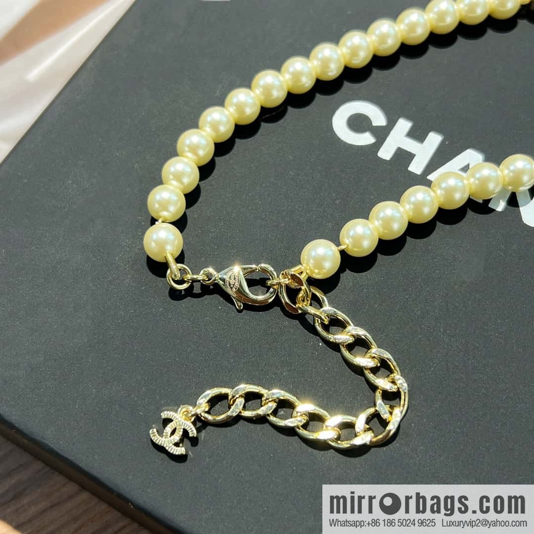 New ☑️ Chanel Double C Pink Camellia Pearl Necklace