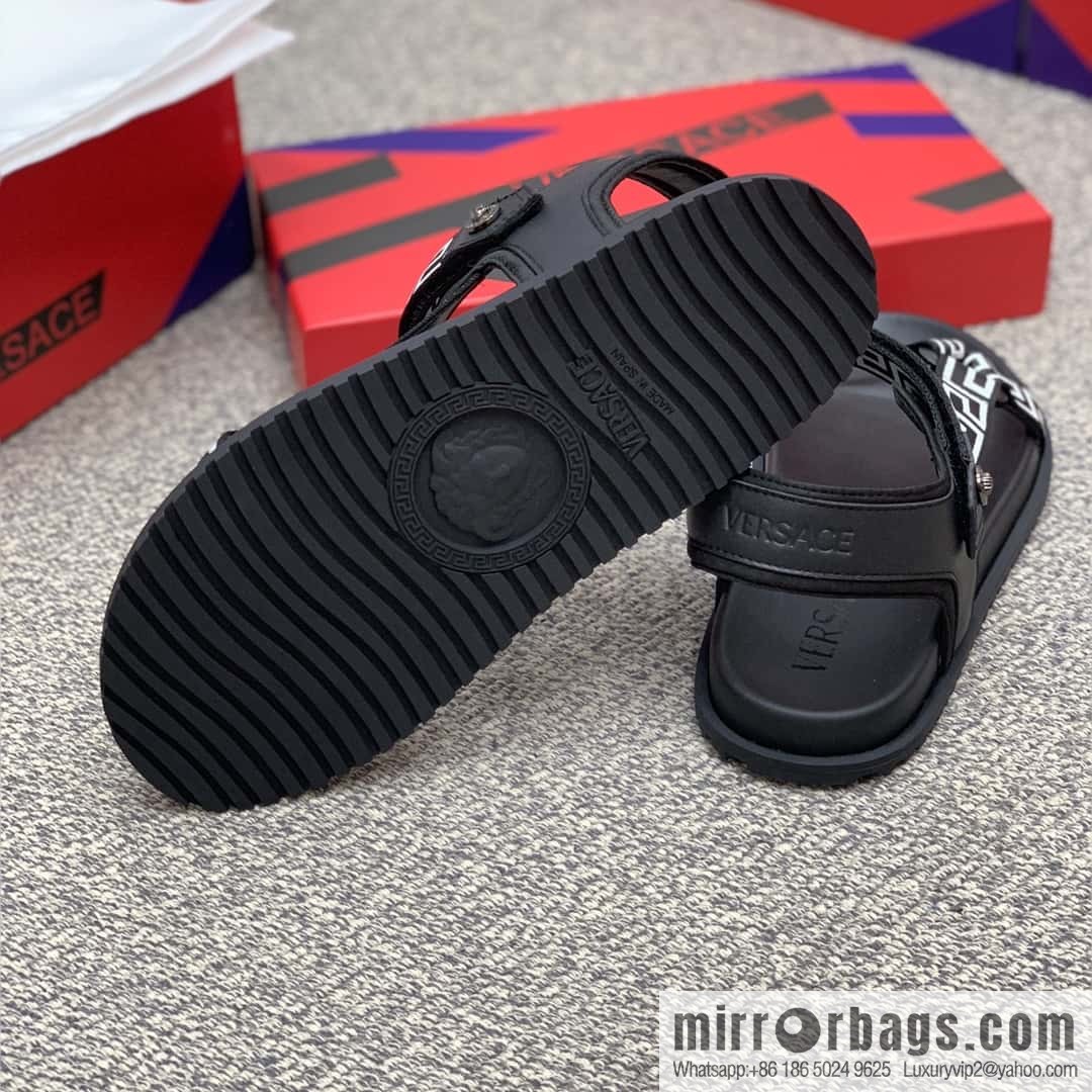 Versace uses black calfskin men's sandals