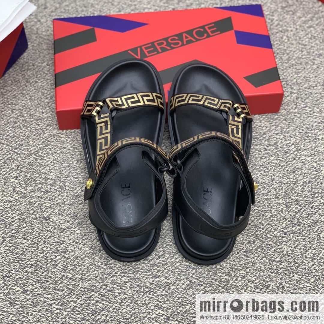 Versace uses black calfskin men's sandals