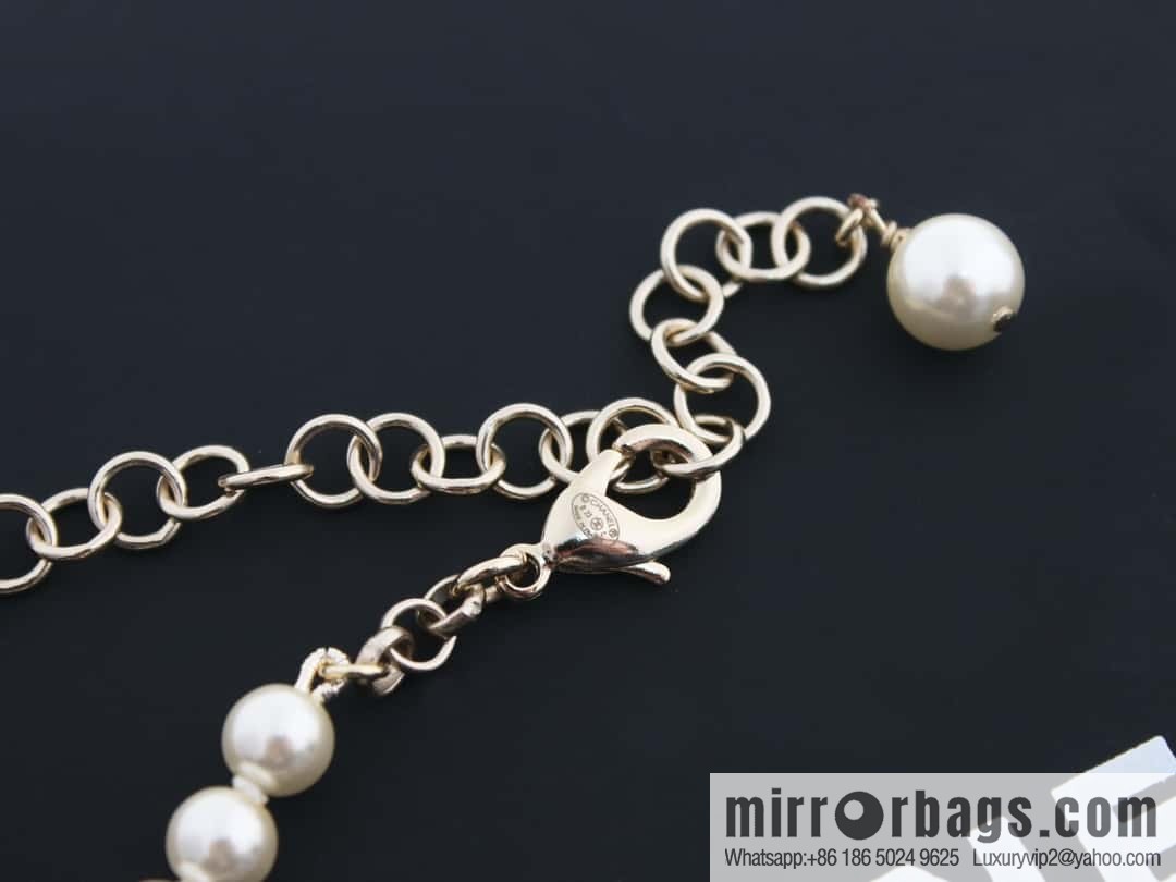 New ☑️ Chanel Double C Pentagram ⭐ Star Pearl Necklace