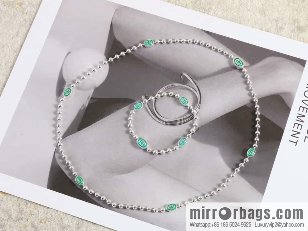 Gucci green double G necklace bracelet