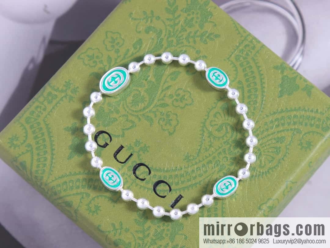 Gucci green double G necklace bracelet
