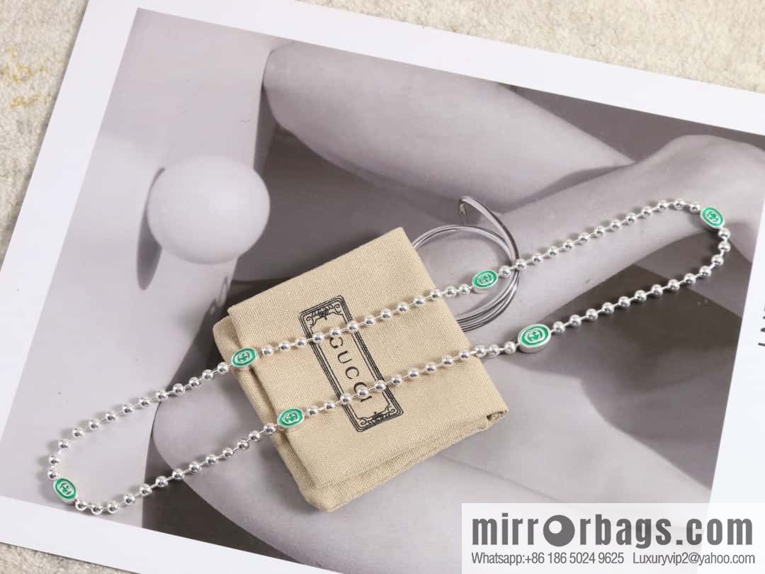 Gucci green double G necklace bracelet