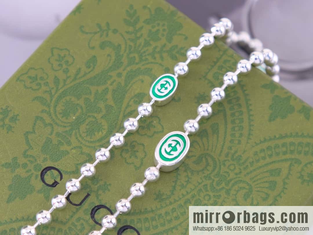 Gucci green double G necklace bracelet