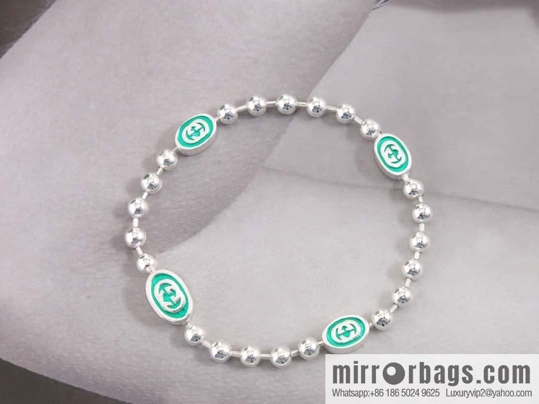 Gucci green double G necklace bracelet