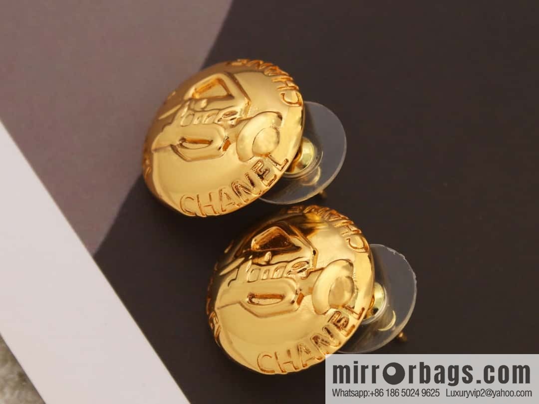 New ☑️ Chanel medieval series gold round earrings