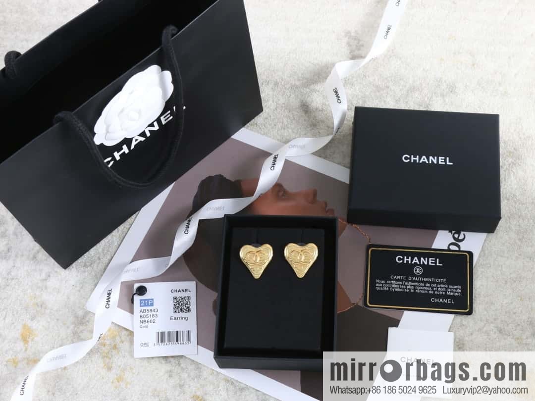 New ☑️ Chanel medieval series gold peach heart love double c earrings
