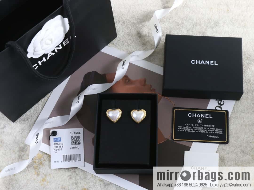 New ☑️ Chanel medieval series gold beads peach heart love earrings