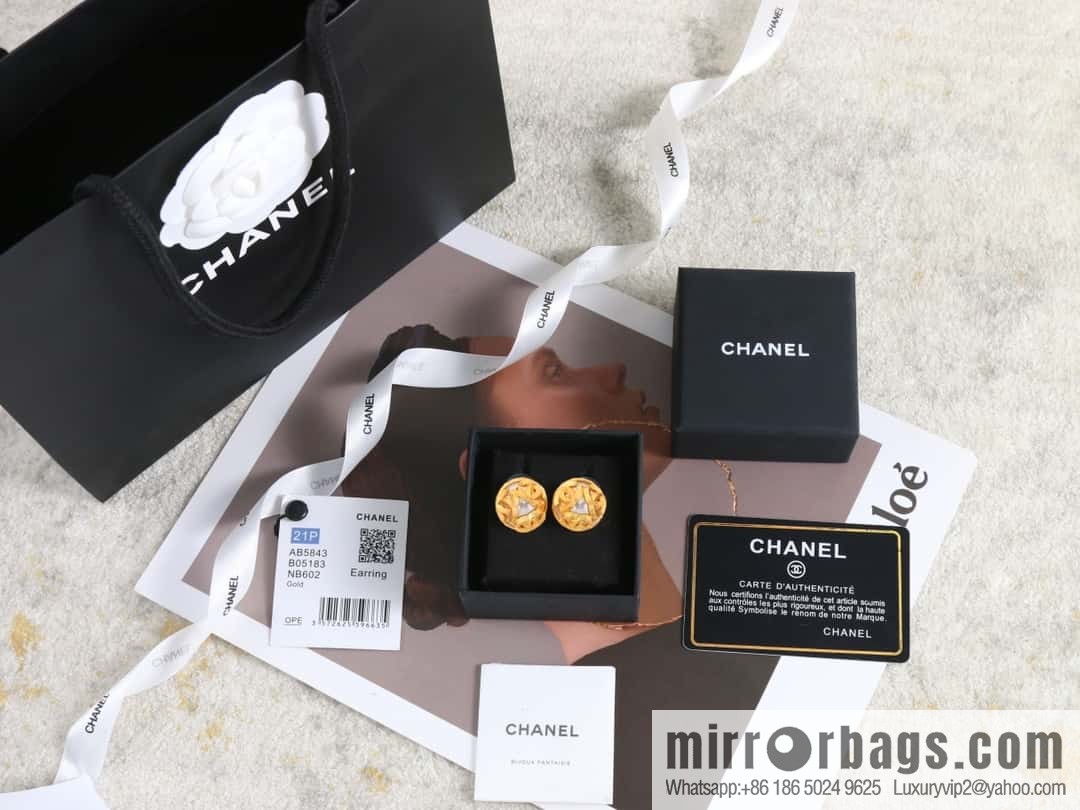 New ☑️ Chanel medieval series gold double c round earrings
