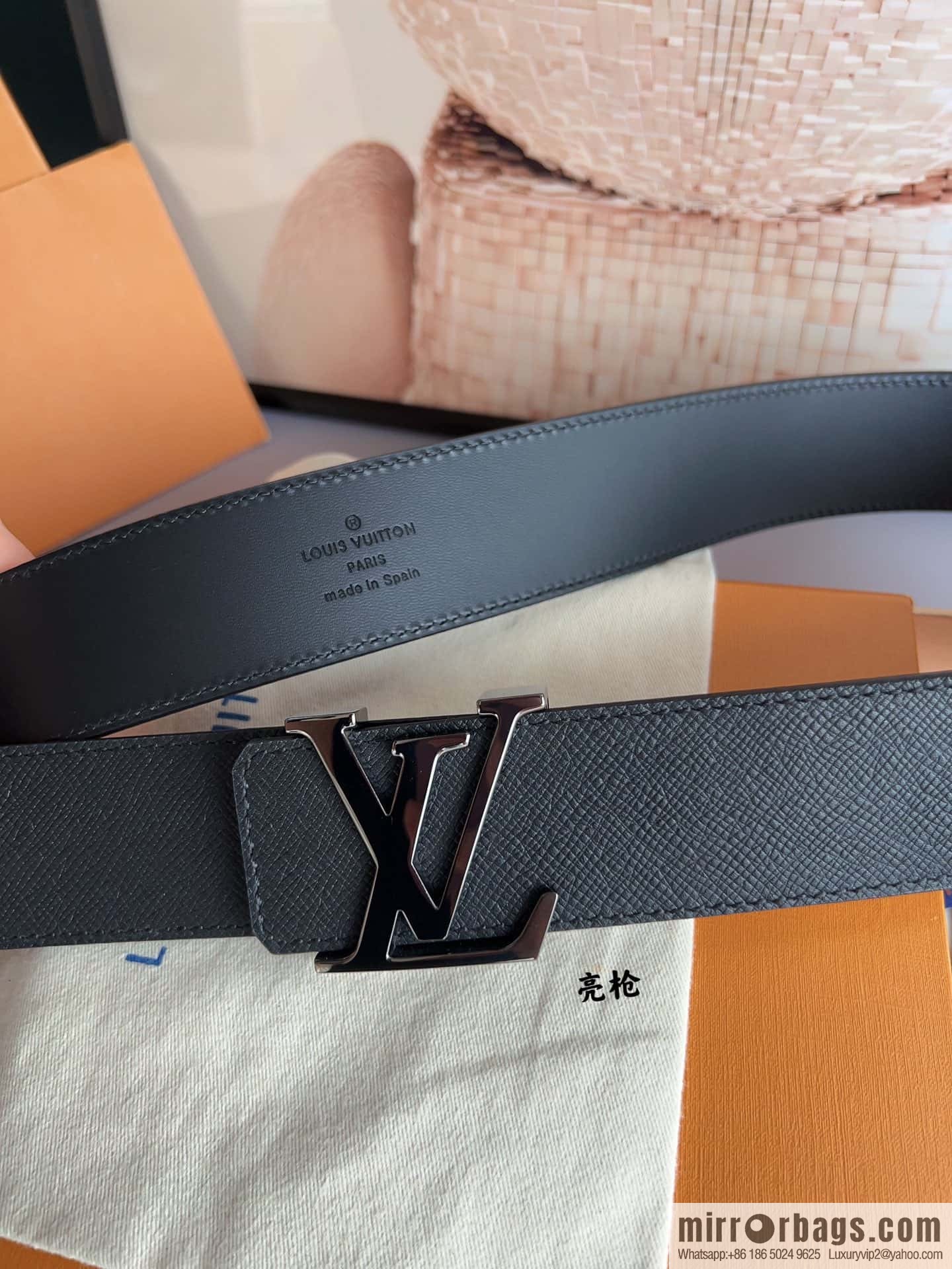 LV/Louis Vuitton Select Italy imported high-quality leather hardware waist belt 4.0cm