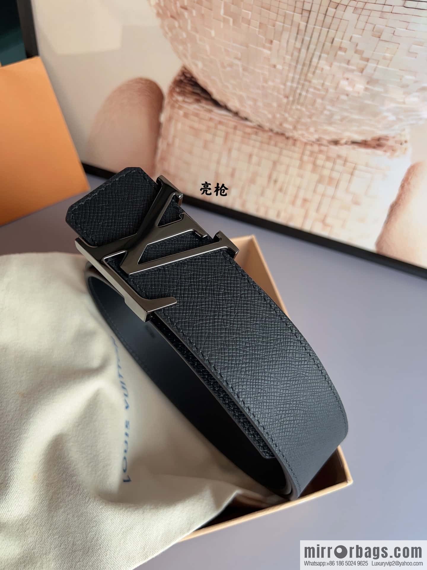 LV/Louis Vuitton Select Italy imported high-quality leather hardware waist belt 4.0cm