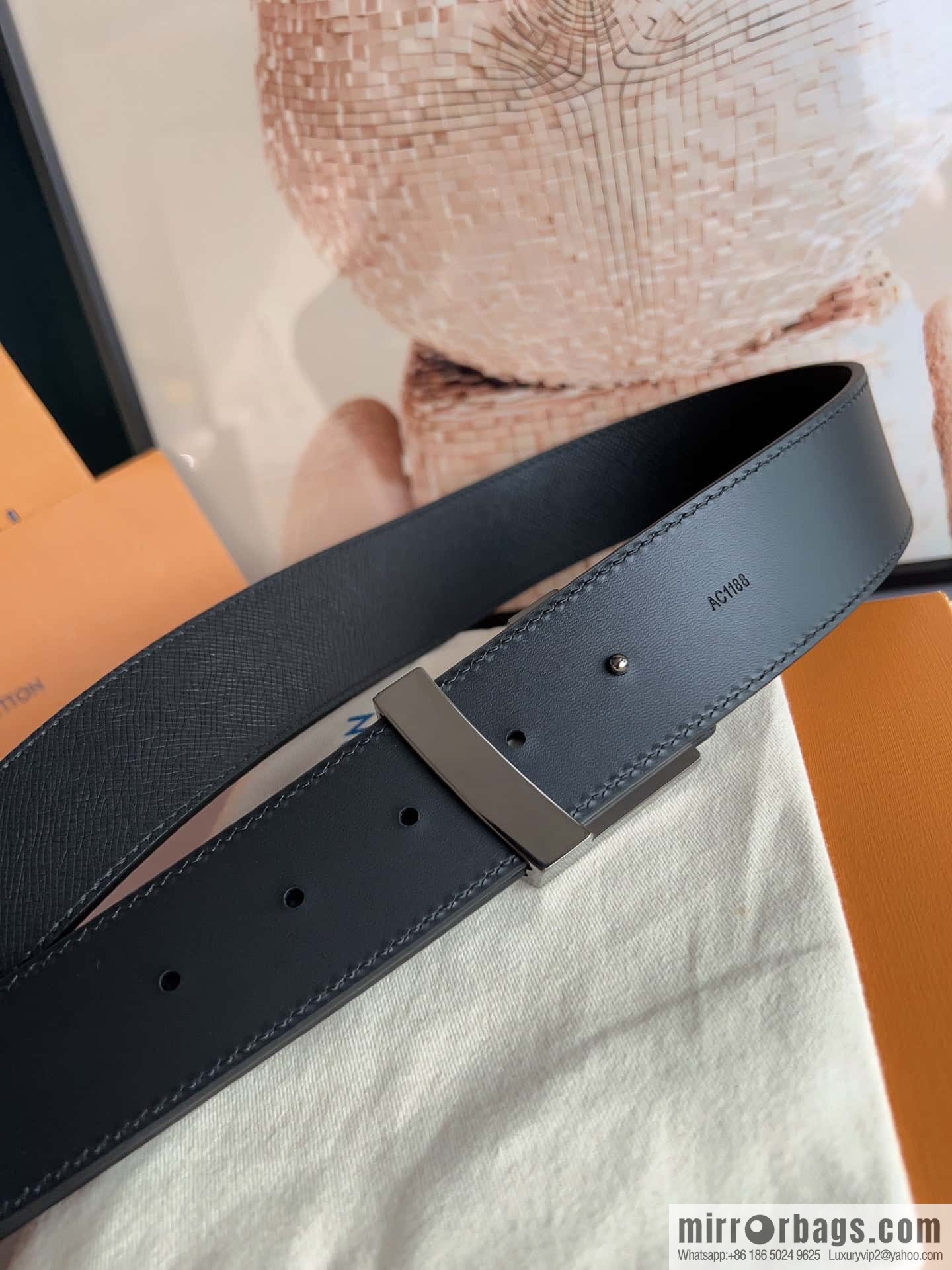 LV/Louis Vuitton Select Italy imported high-quality leather hardware waist belt 4.0cm