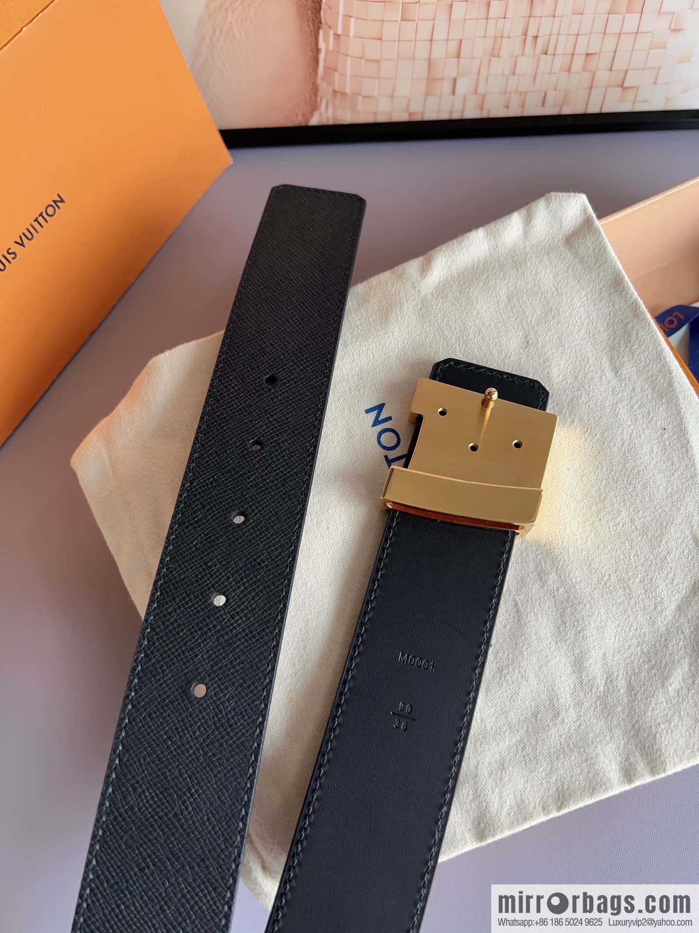 LV/Louis Vuitton Select Italy imported high-quality leather hardware waist belt 4.0cm