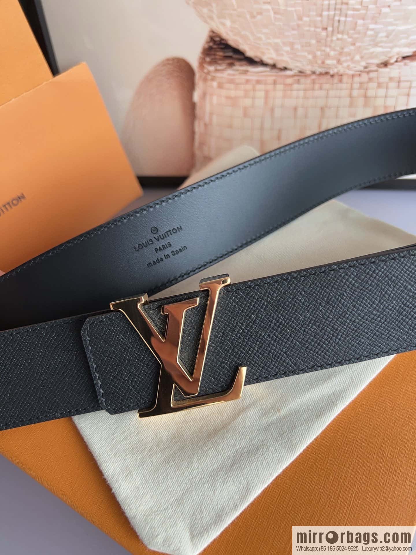 LV/Louis Vuitton Select Italy imported high-quality leather hardware waist belt 4.0cm
