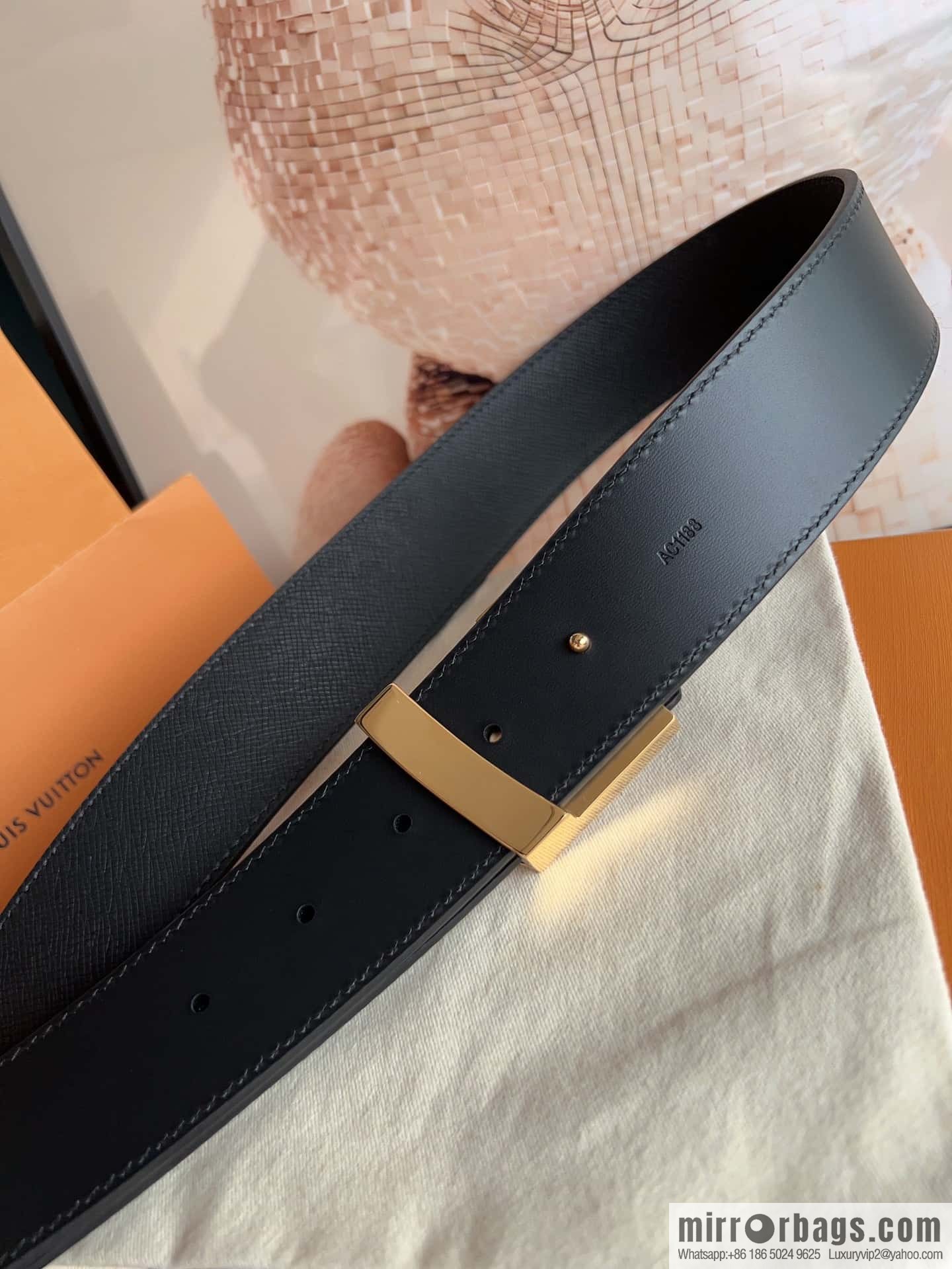 LV/Louis Vuitton Select Italy imported high-quality leather hardware waist belt 4.0cm