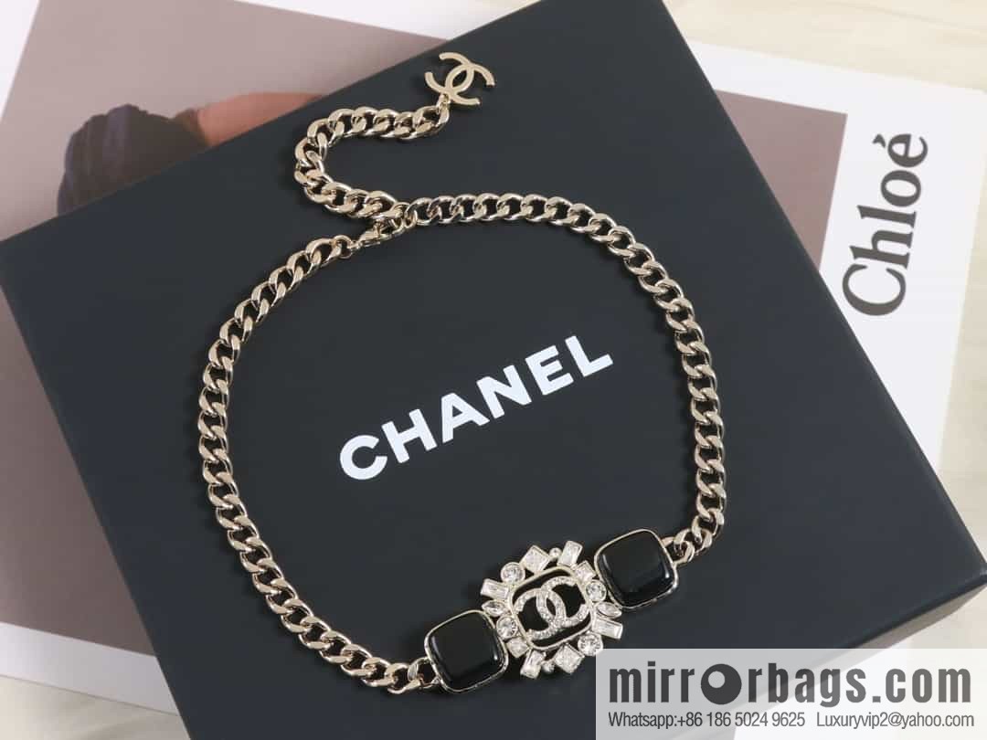 New ☑️ Chanel double c black square necklace