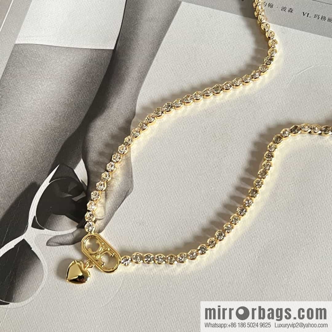 New ☑️ Celine love peach heart Arc de Triomphe full of diamond necklace
