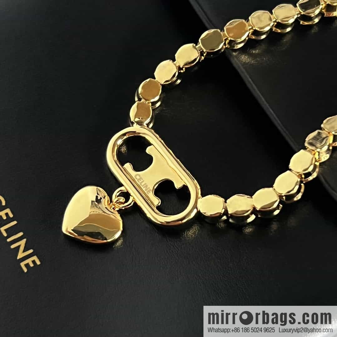 New ☑️ Celine love peach heart Arc de Triomphe full of diamond necklace
