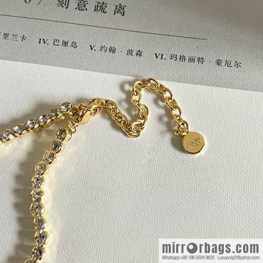New ☑️ Celine love peach heart Arc de Triomphe full of diamond necklace