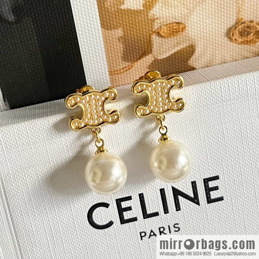 New ☑️ Celine Arc de Triomphe pearl stud earrings