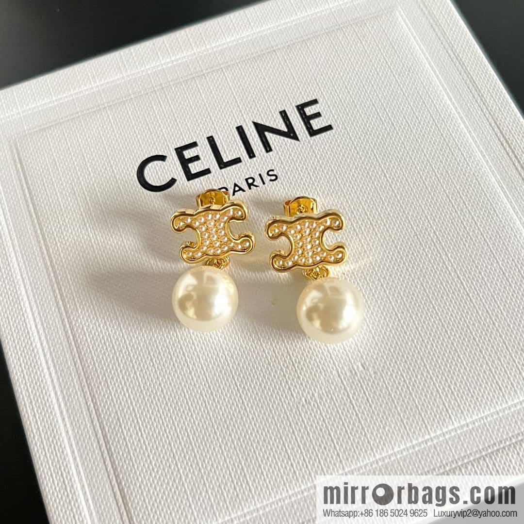 New ☑️ Celine Arc de Triomphe pearl stud earrings