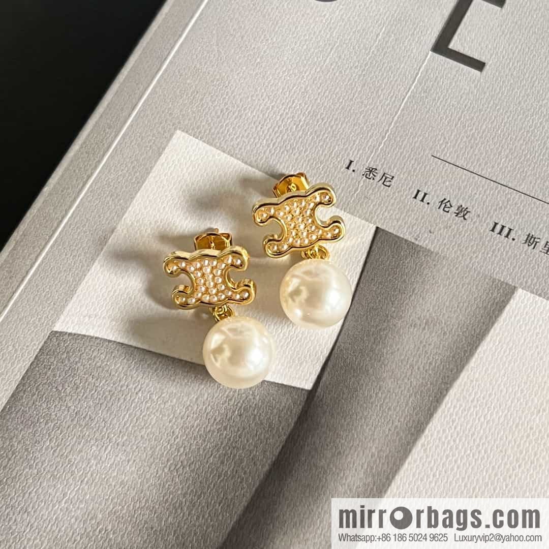 New ☑️ Celine Arc de Triomphe pearl stud earrings