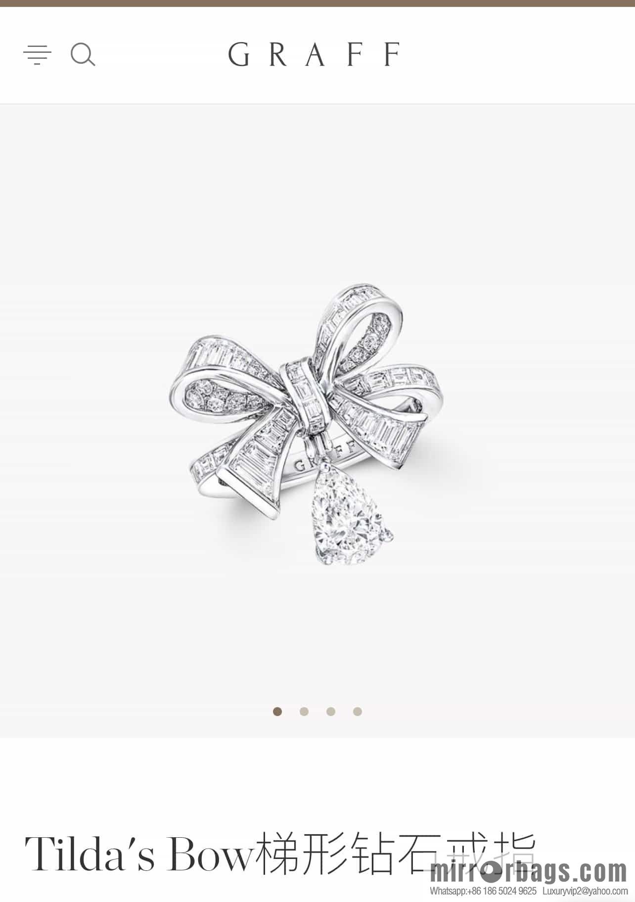 GRAFF full diamond bow droplet ring
