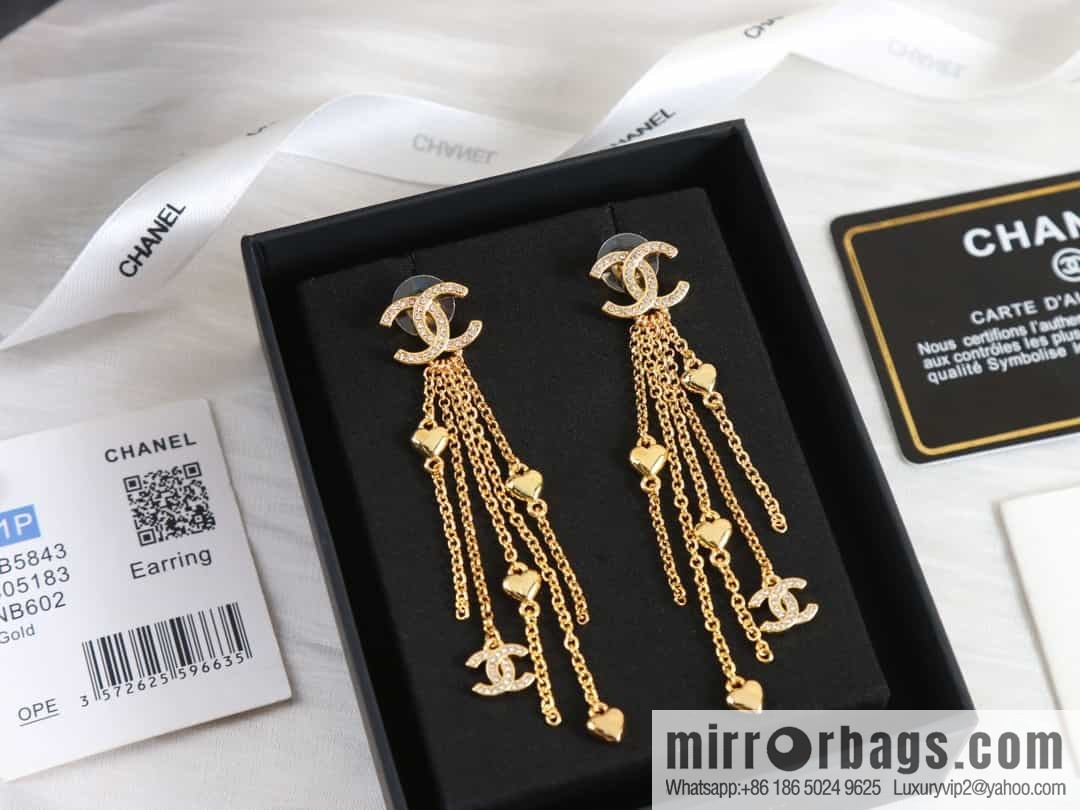 New ☑️ Chanel c2 double c tassel love peach heart stud earrings