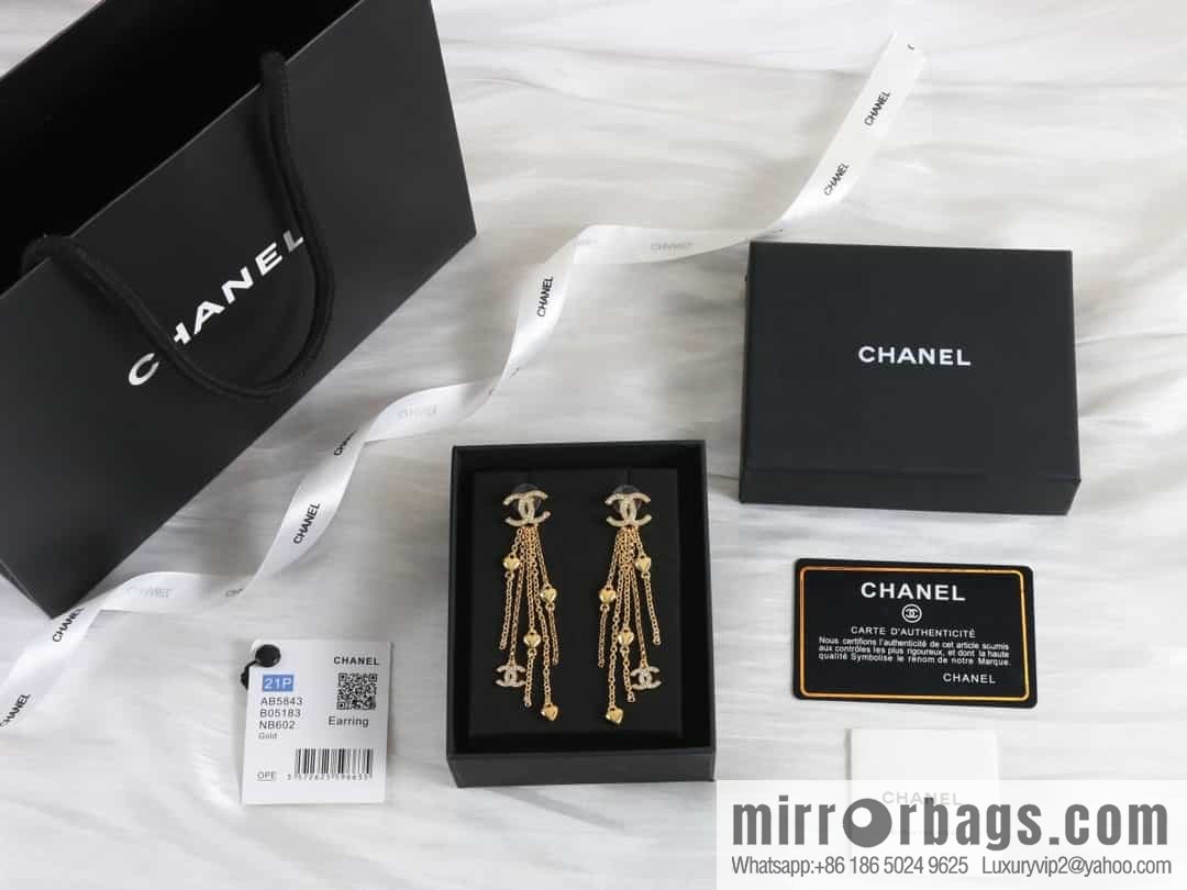 New ☑️ Chanel c2 double c tassel love peach heart stud earrings