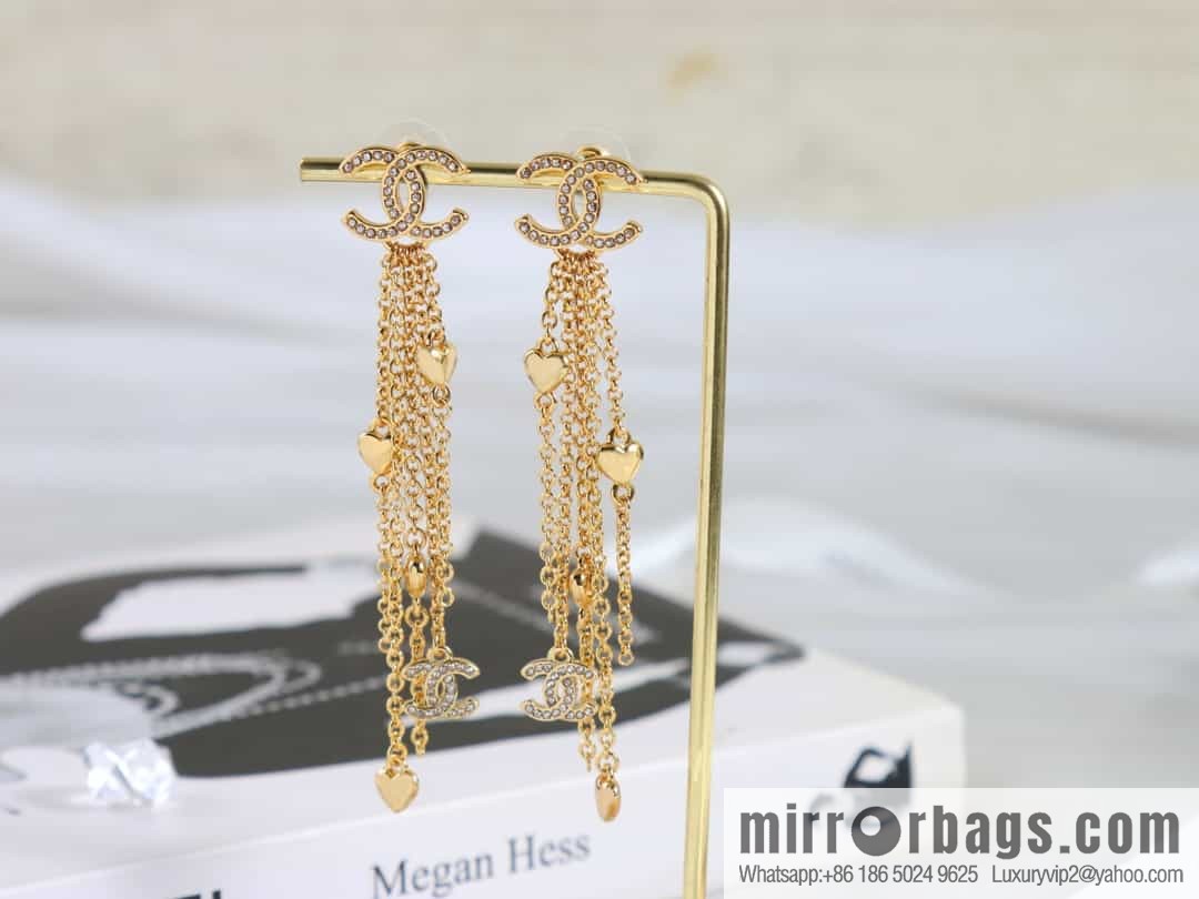 New ☑️ Chanel c2 double c tassel love peach heart stud earrings