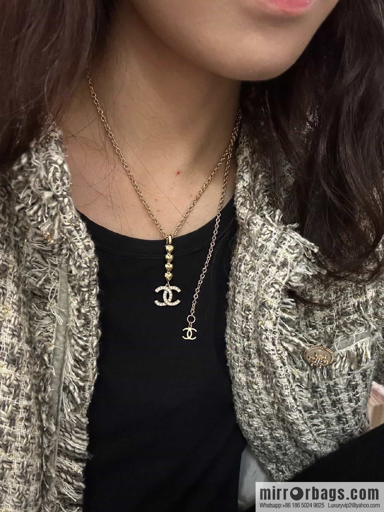 New ☑️ Chanel double c love peach heart necklace