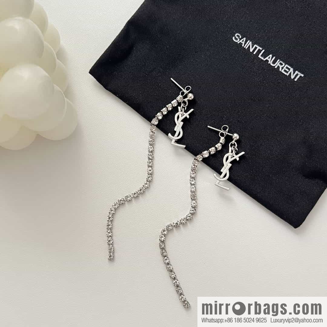 Saint Laurent YSL fringed stud earrings