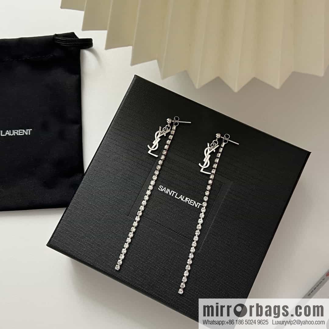Saint Laurent YSL fringed stud earrings