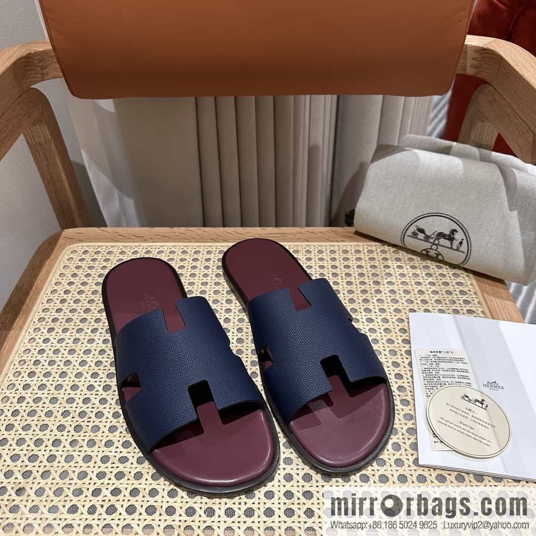 Hermes Hermès Italian imported leather classic men's slippers