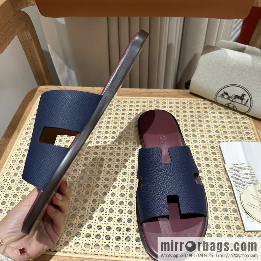 Hermes Hermès Italian imported leather classic men's slippers