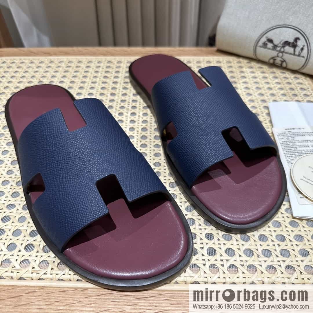 Hermes Hermès Italian imported leather classic men's slippers