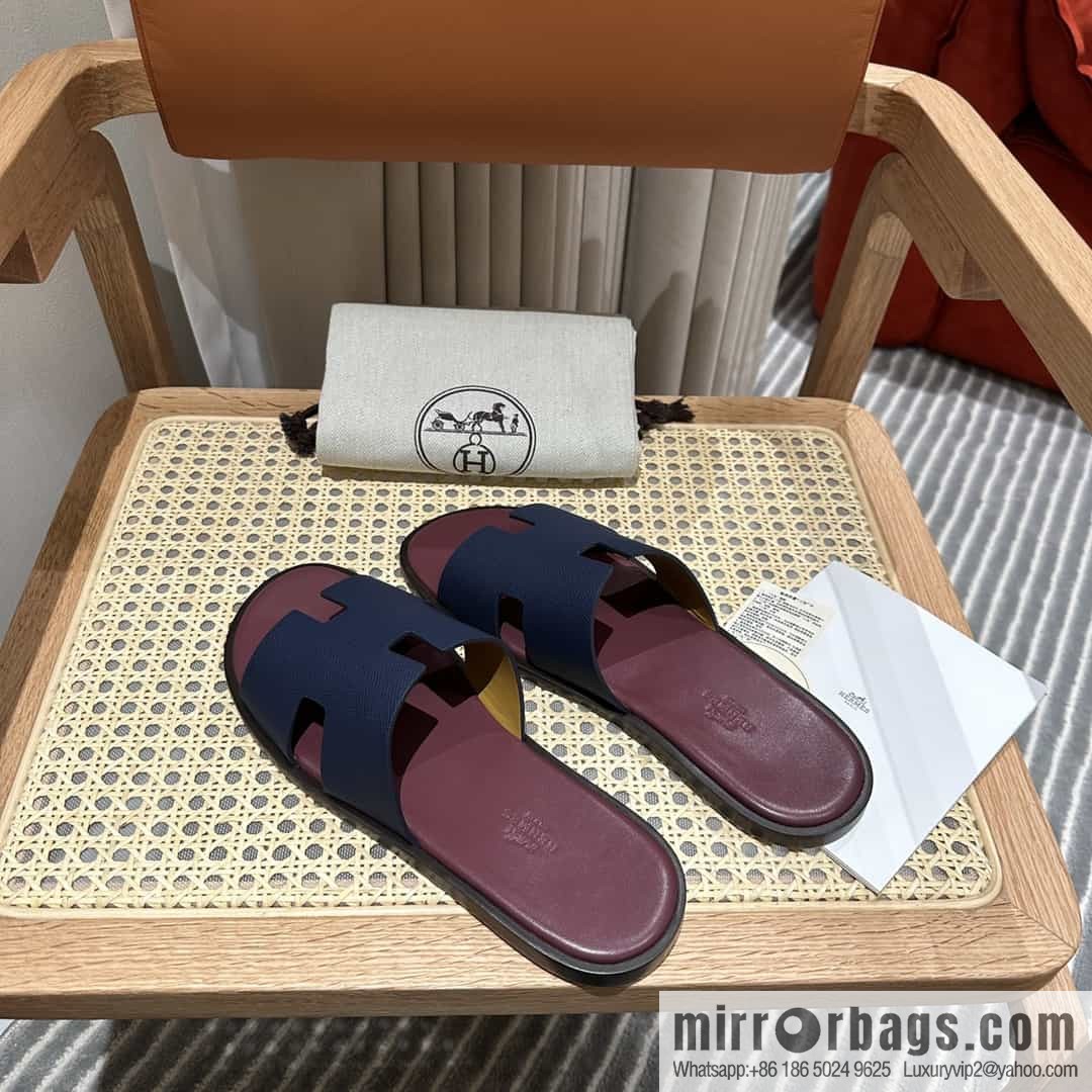 Hermes Hermès Italian imported leather classic men's slippers