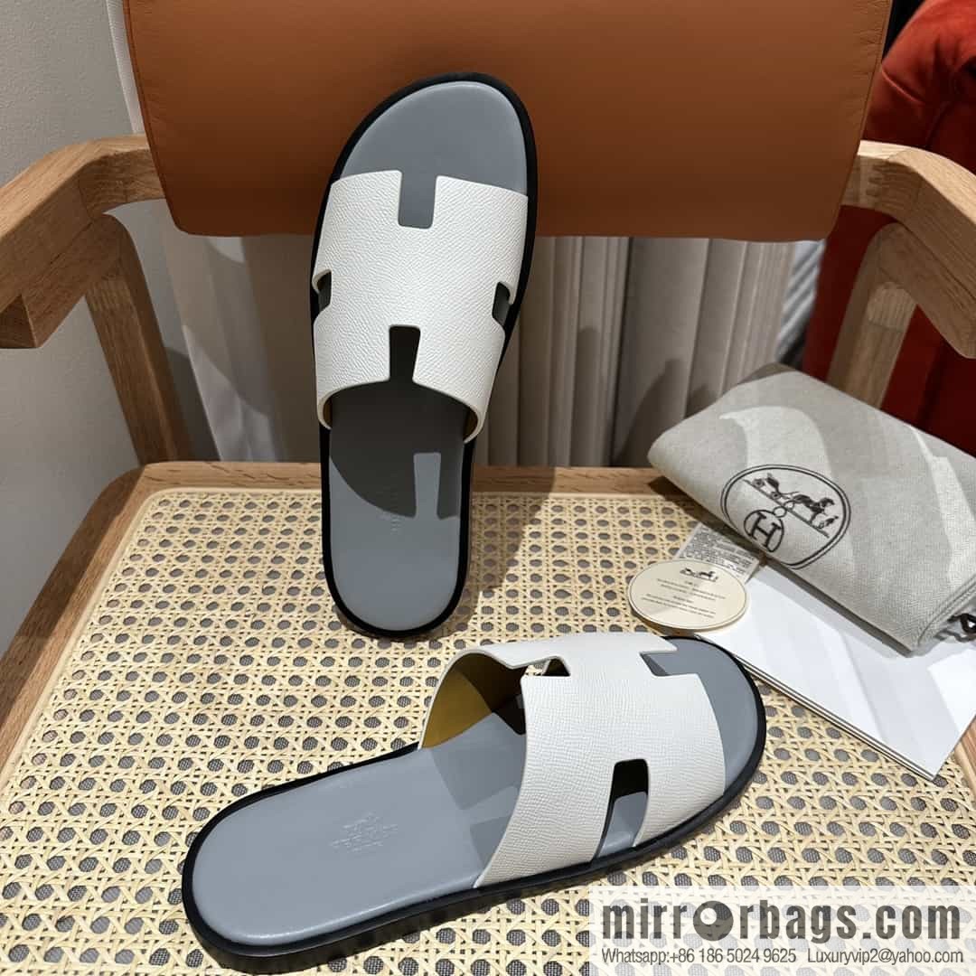 Hermes Hermès Italian imported leather classic men's slippers
