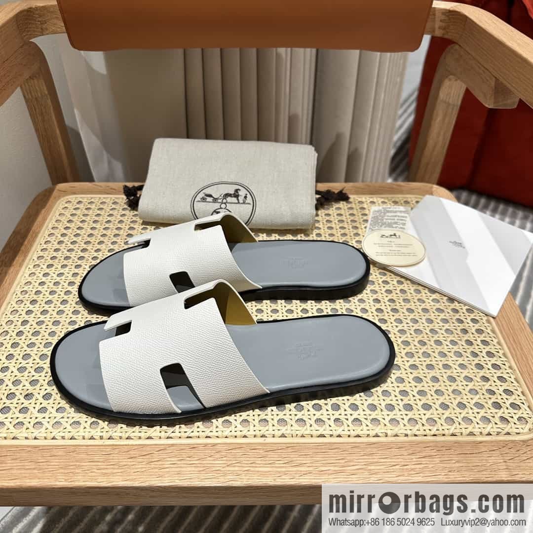 Hermes Hermès Italian imported leather classic men's slippers