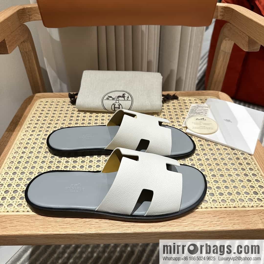 Hermes Hermès Italian imported leather classic men's slippers