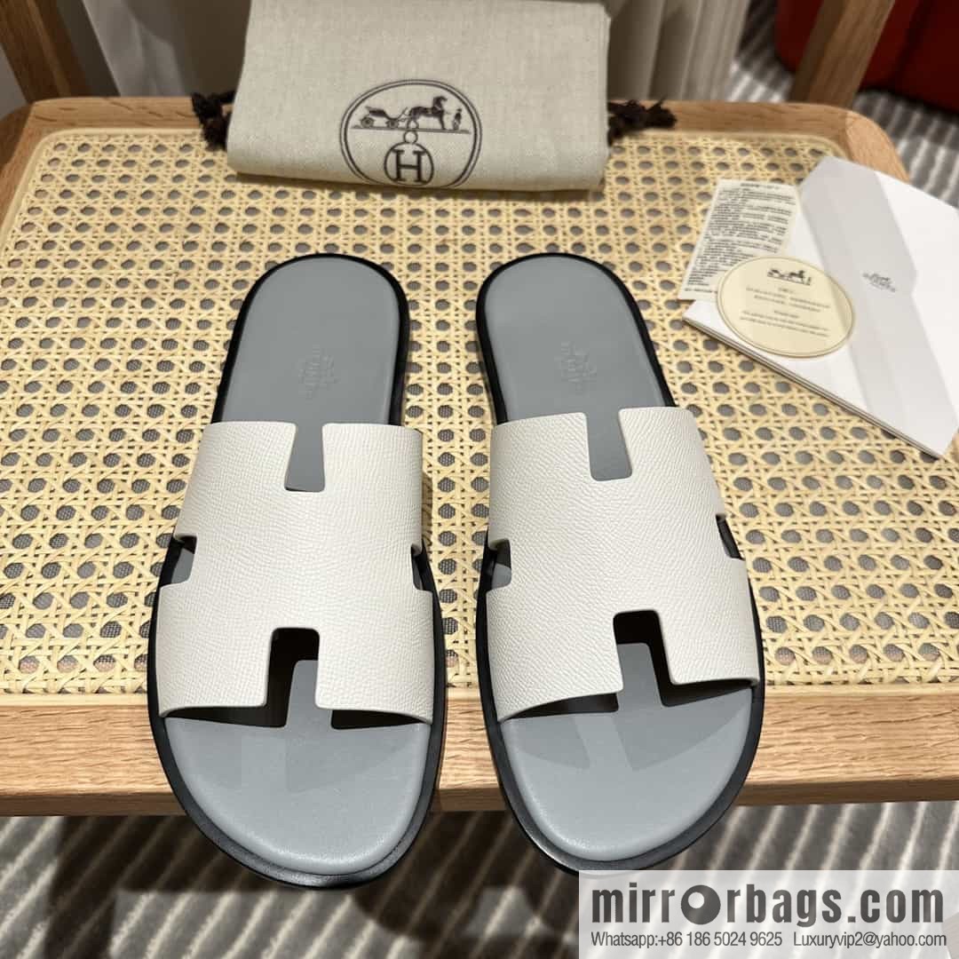 Hermes Hermès Italian imported leather classic men's slippers