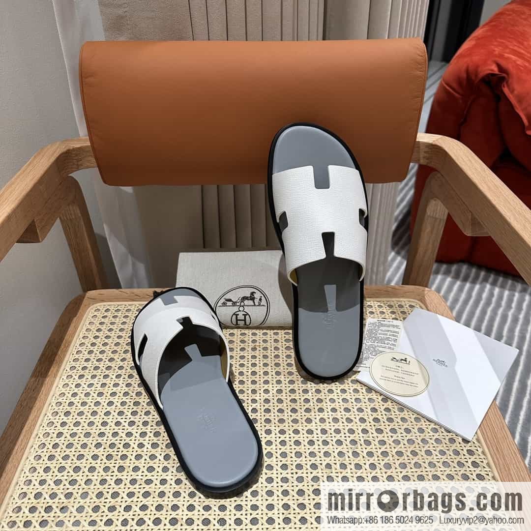 Hermes Hermès Italian imported leather classic men's slippers