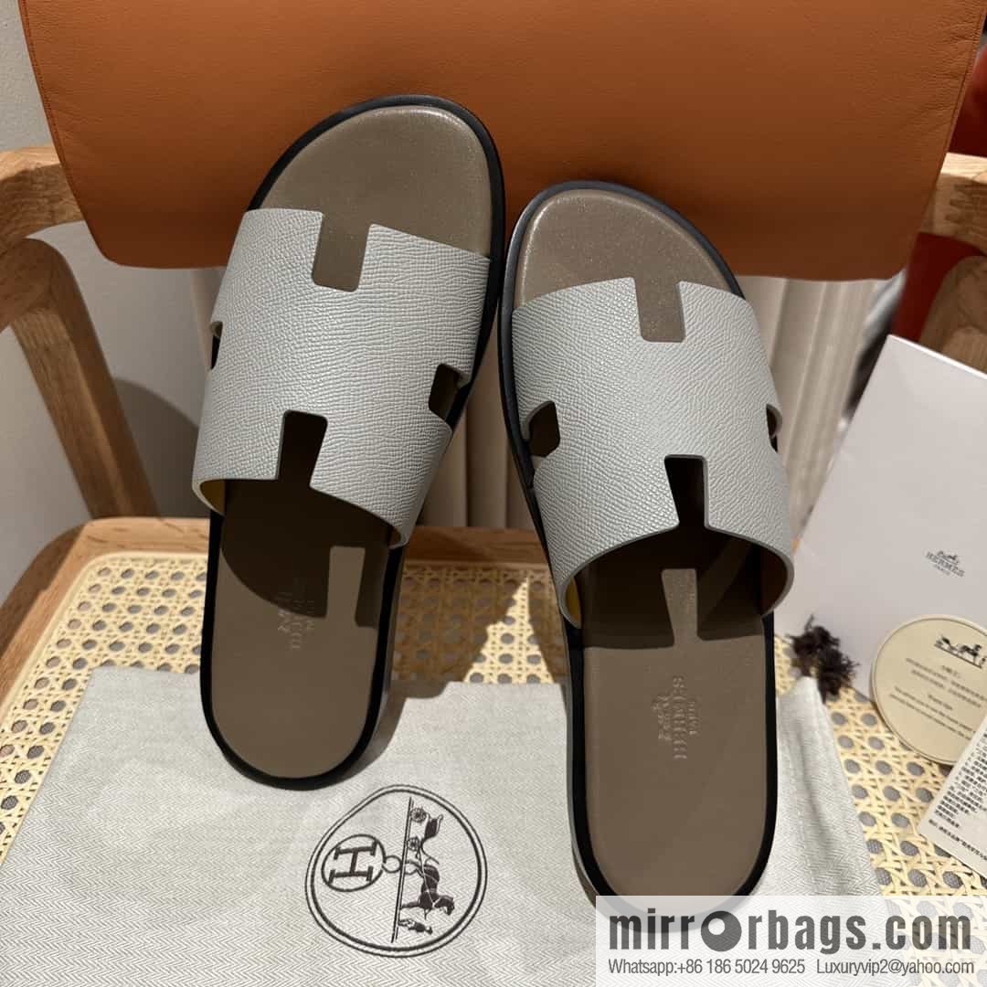 Hermes Hermès Italian imported leather classic men's slippers
