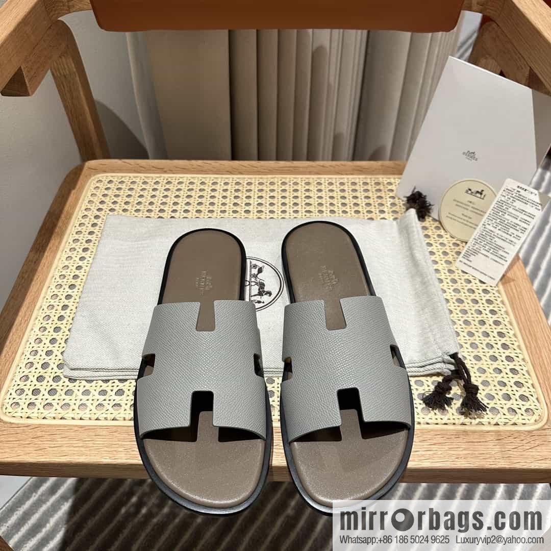 Hermes Hermès Italian imported leather classic men's slippers