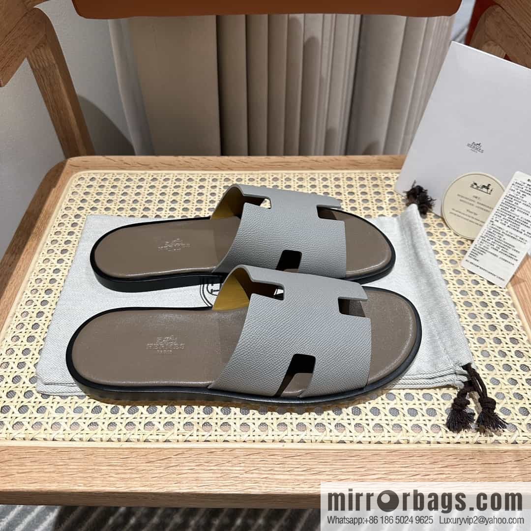 Hermes Hermès Italian imported leather classic men's slippers