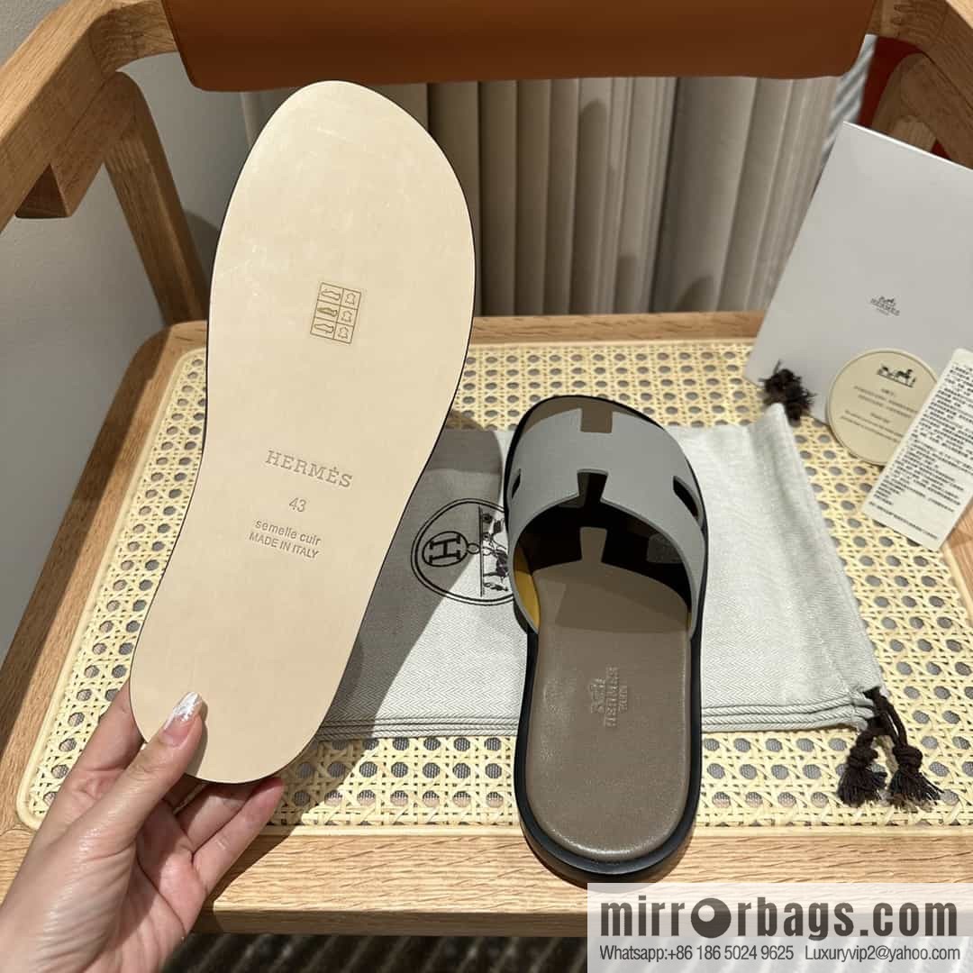 Hermes Hermès Italian imported leather classic men's slippers