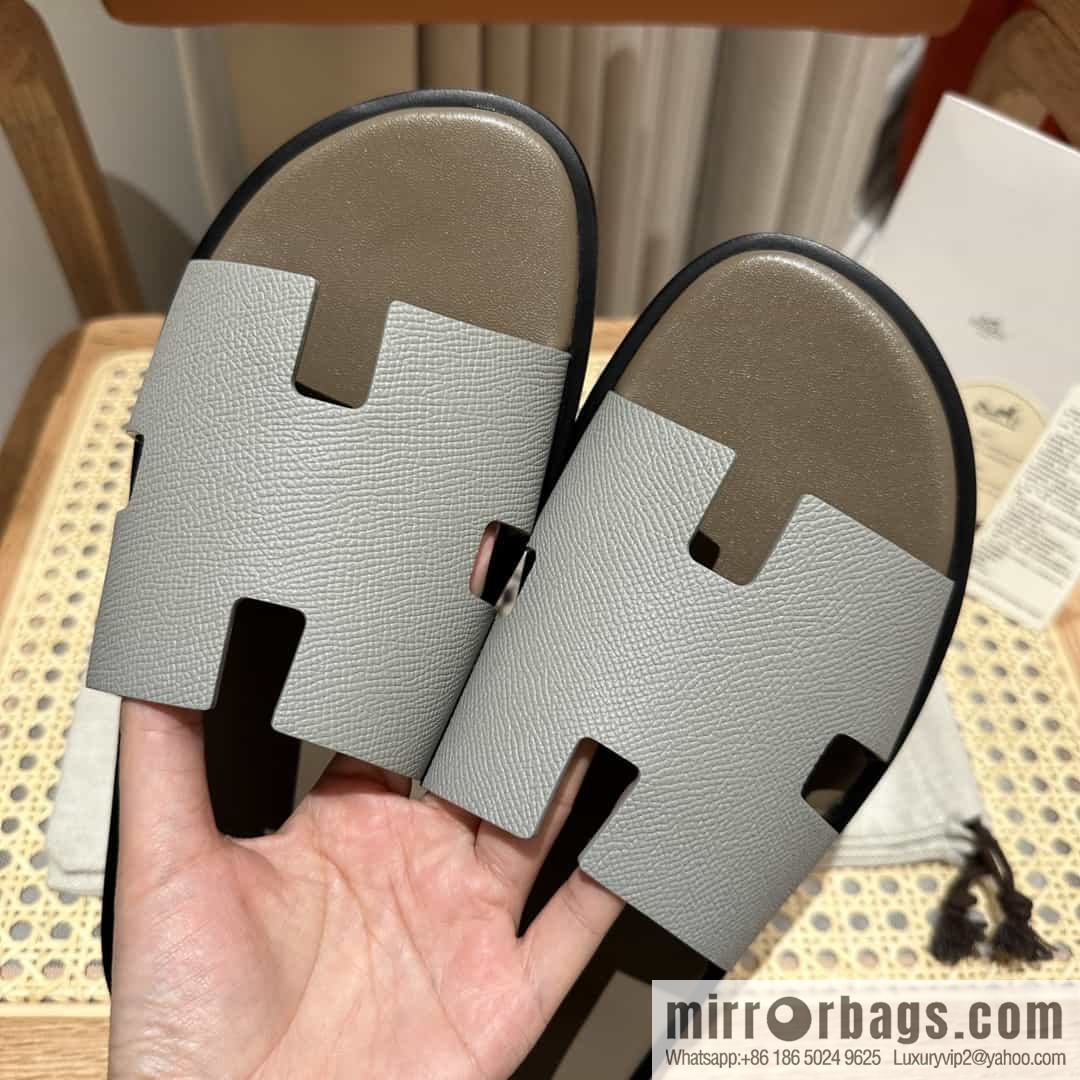 Hermes Hermès Italian imported leather classic men's slippers