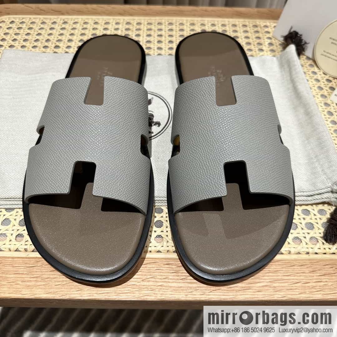 Hermes Hermès Italian imported leather classic men's slippers