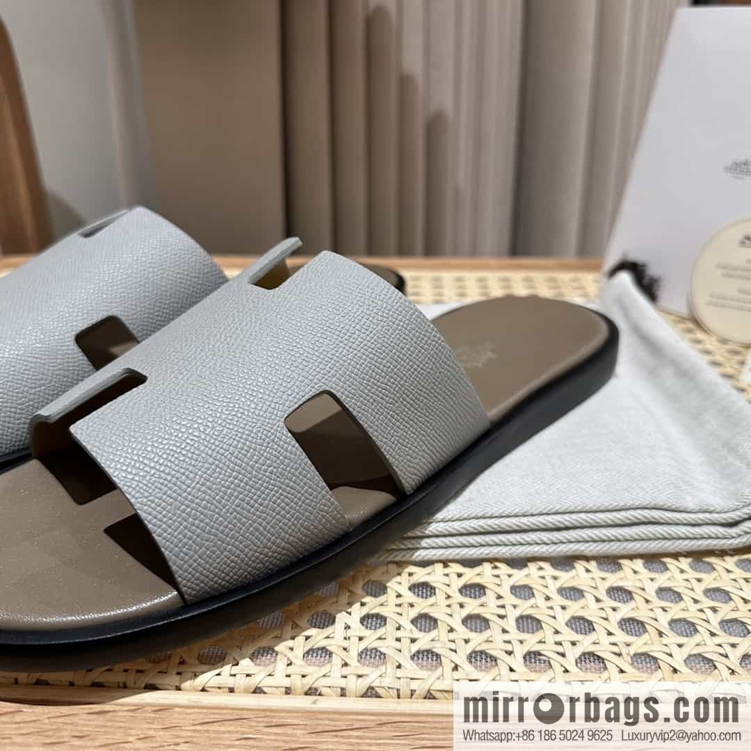 Hermes Hermès Italian imported leather classic men's slippers